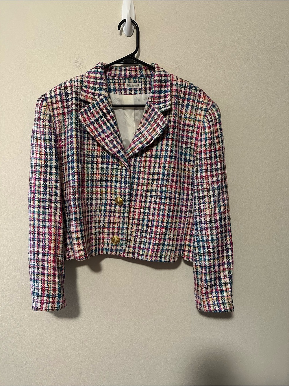 Vintage Doncaster 100% silk woven texture tweed blazer multicolor size 14